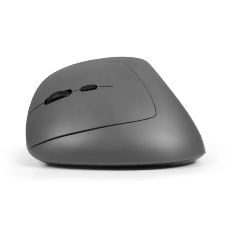 BakkerElkhuizen MidWay myš ľavá, pre ľavákov, vertikálny dizajn, optická, RF Wireless + Bluetooth + USB Type-C, 2400 DPI, sivá, čierna