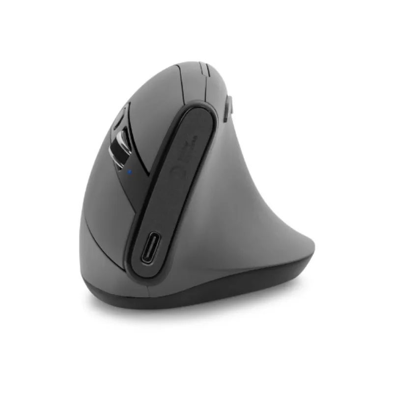 BakkerElkhuizen Grip Pro myš, pre pravákov, vertikálny dizajn, optická, RF Wireless, 2400 DPI, sivá, čierna, žltá