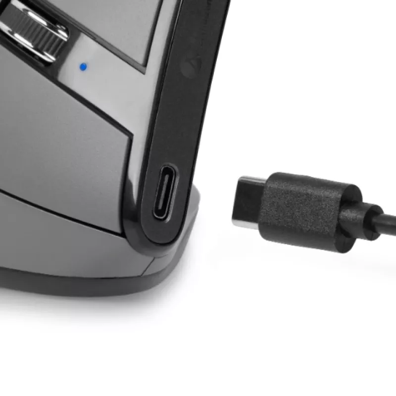 BakkerElkhuizen Grip Pro myš, pre pravákov, vertikálny dizajn, optická, RF Wireless, 2400 DPI, sivá, čierna, žltá