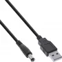 InLine USB-DC napájací adaptérový kábel, konektor USB-A samec na DC dutý konektor 5,5x2,10mm, čierny, 1m