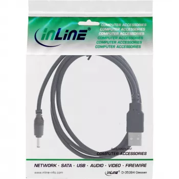 InLine USB-DC napájací adaptérový kábel, konektor USB-A samec na DC dutý konektor 5,5x2,10mm, čierny, 1m