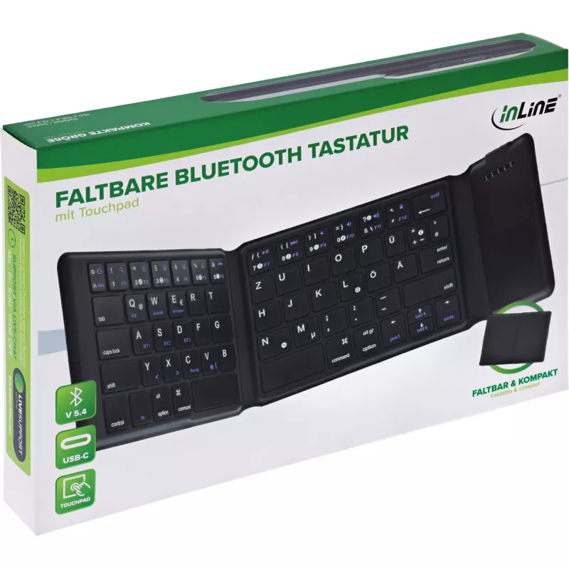InLine 55379B klávesnica univerzálna Bluetooth QWERTZ nemecká čierna