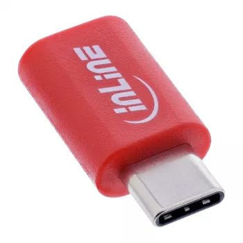 Káblový prepínač pohlavia InLine 31650 – USB-C na USB-C, červený, 0,003 kg
