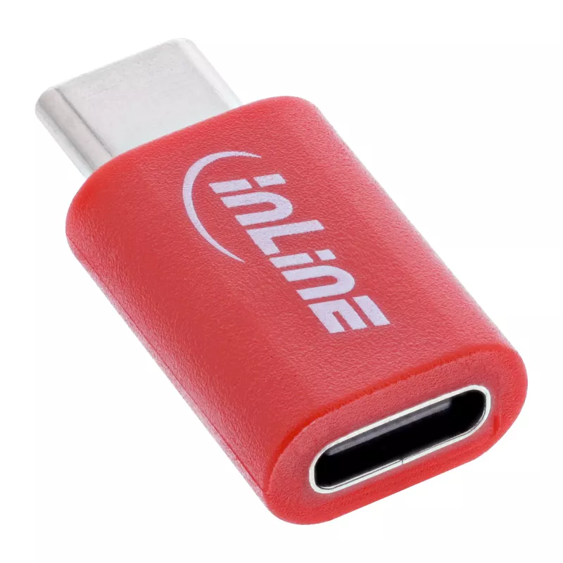 Káblový prepínač pohlavia InLine 31650 – USB-C na USB-C, červený, 0,003 kg