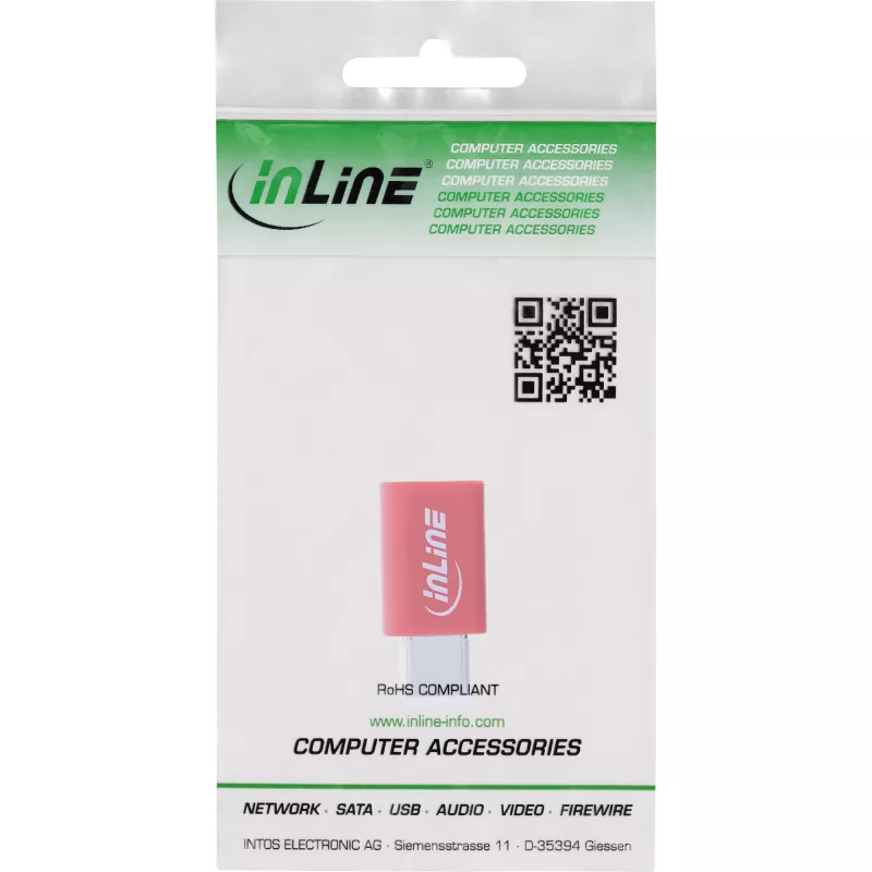 Káblový prepínač pohlavia InLine 31650 – USB-C na USB-C, červený, 0,003 kg