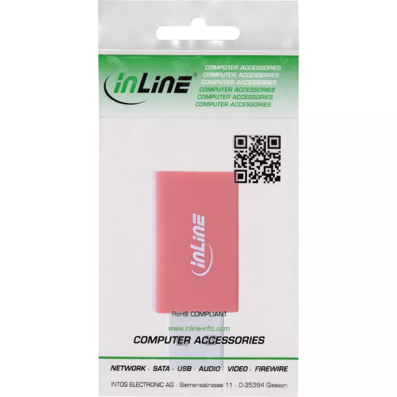 Kábel prepínač pohlavia InLine 31653 USB-A na USB-A, USB 2.0, červený