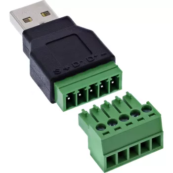 InLine 92504A Spojka káblov USB-A / svorkovnica, 5-pólová čierna, zelená