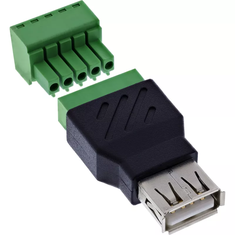 InLine 92504B Spojka vodičov USB-A / svorkovnica, 5-pólová čierna, zelená