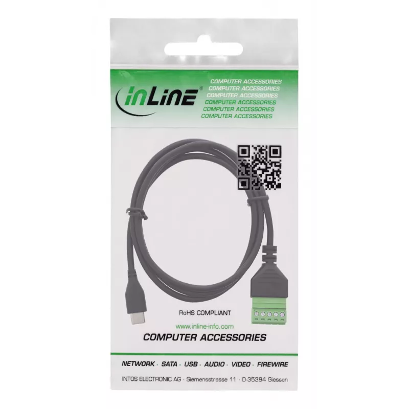 InLine 92504E Spojka vodičov USB-C / svorkovnica, 5-pólová čierna, zelená