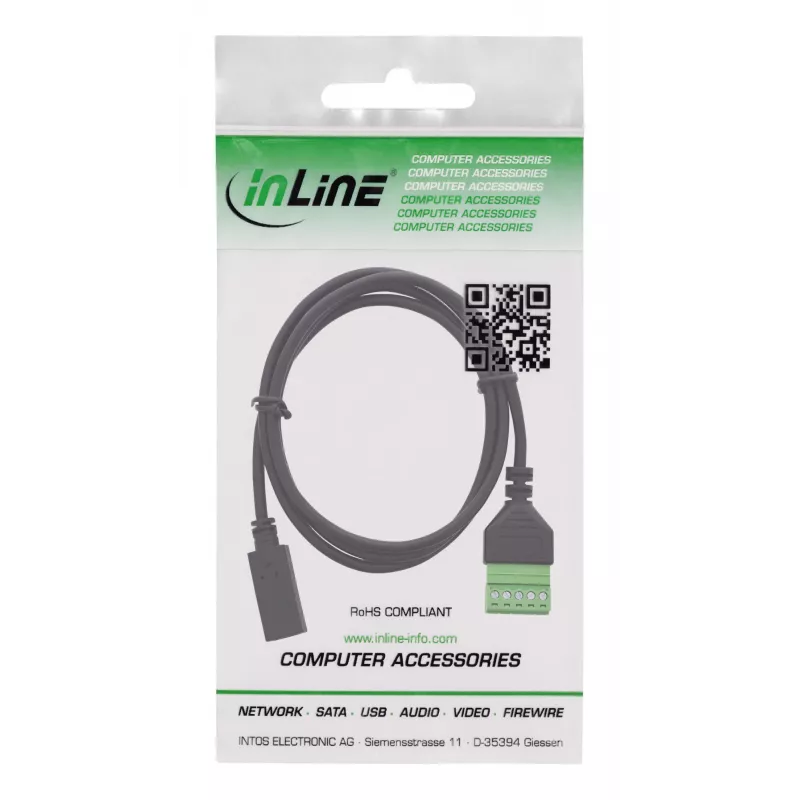 InLine 92504F Káblový adaptér USB-C / svorkovnica, 5-pólová čierny, zelený