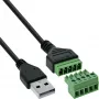 InLine 92504G Spojka káblov USB-A / svorkovnica, 5-pólová čierna, zelená