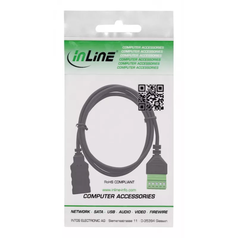 InLine 92504H Spojka vodičov USB-A / svorkovnica, 5-pólová čierna, zelená