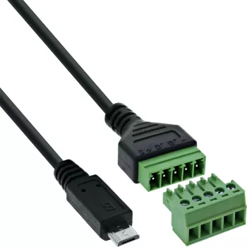 InLine 92504C Káblový adaptér Micro USB / svorkovnica, 5-pólová čierny, zelený