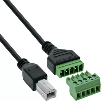 InLine 92504I Spojka káblov USB-B / svorkovnica, 5-pólová čierna, zelená