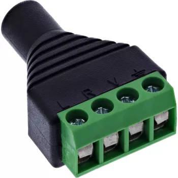 InLine 92504K káblový adaptér 3,5 mm 4-pólová jack zásuvka TRRS / svorkovnica 4 svorky čierna, zelená