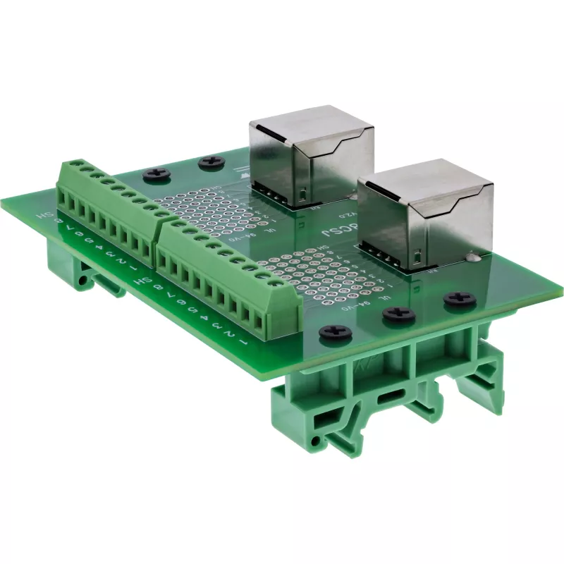 InLine 92505C Svorkovnica s dvojitou zásuvkou RJ45, rovná, DIN lišta