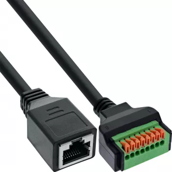 InLine 92505H drôtový spoj RJ45 Cat.5e 8P8C / svorkovnica, 8-pólová čierna