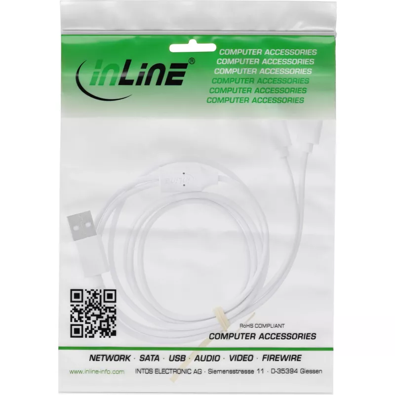 InLine 35122W USB kábel USB 2.0 2 m USB A 2 x USB C biely
