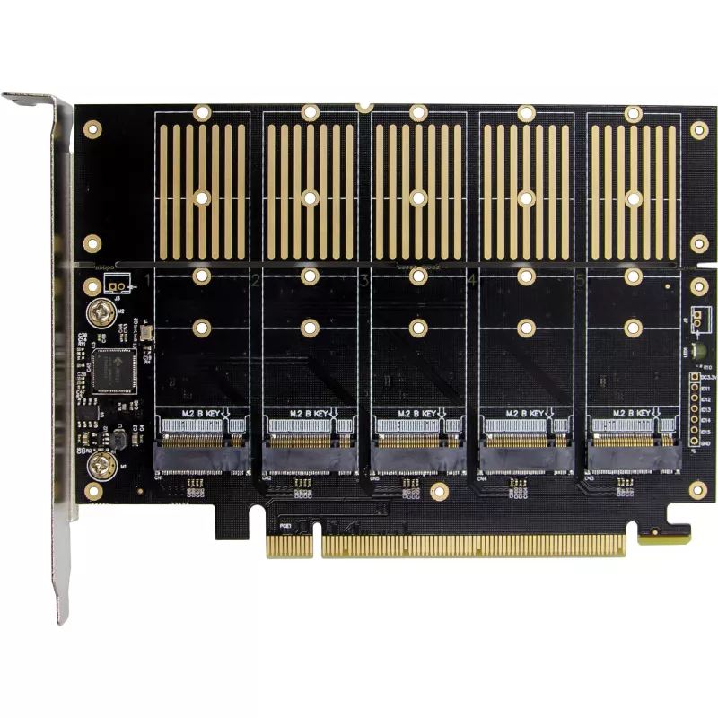 InLine 76619G Rozhraňová karta, PCIe x16 na 5x M.2 Key B SATA, vrátane Low-Profile konzoly