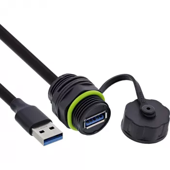 InLine USB-A spojka IP68 tienená, zásuvka na zástrčku, 0,5 m