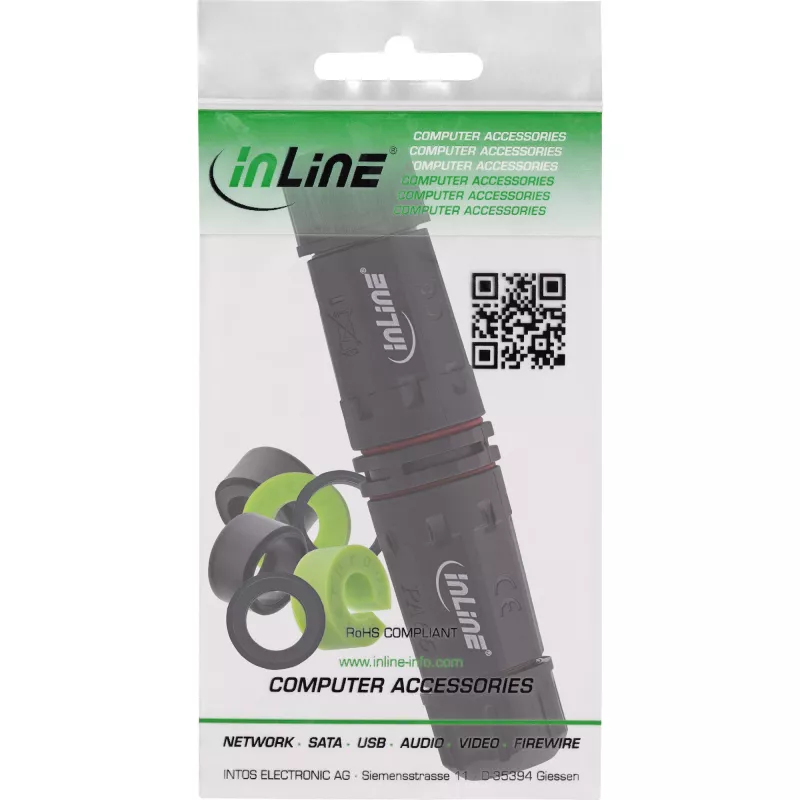 InLine 69927T IP68 sieťová spojka, 3-pólová, 2-cestná, M20, čierna
