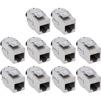 InLine 76202V Zásuvka Keystone RJ45 slim, SNAP-In, Cat.6A, integrovaná sťahovacia páska, 10 ks
