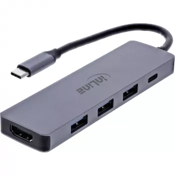 InLine 33271A rozbočovač USB 3.2 Gen 1 (3.1 Gen 1) Type-C 5000 Mbit/s sivý