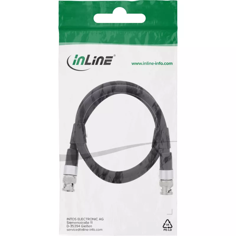 InLine BNC video kábel, 12G-SDI, 4K60Hz, 75 Ohm, 2 m, 10802S
