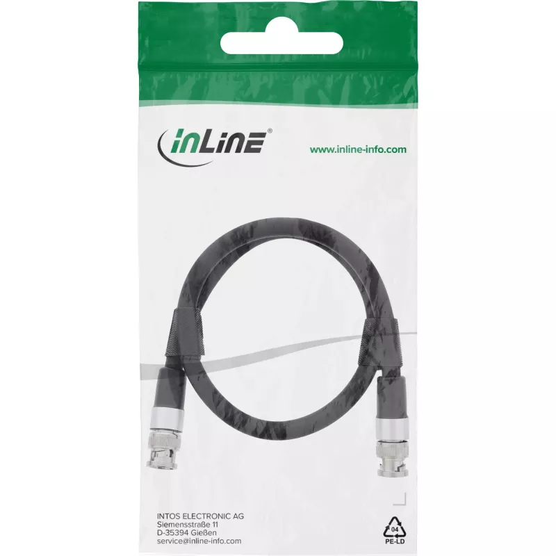 InLine BNC video kábel, 12G-SDI, 4K60Hz, 75 Ohm, 0,5 m, 10855S