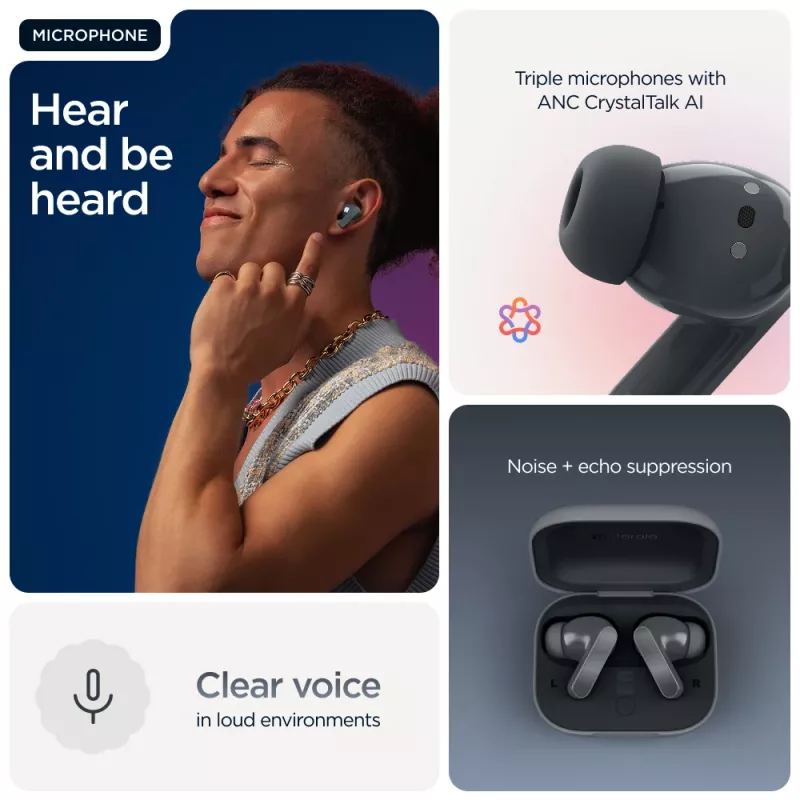 Headset MOTOROLA Moto Buds Bass TWS Bluetooth In-Ear pre hovory a hudbu, čierna, 51 g