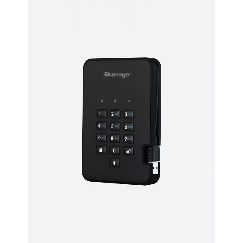 iStorage diskAshur2 256-bit 1 TB USB 3.2 bezpečne šifrovaný SSD disk – čierny IS-DA2-256-SSD-1TB-B