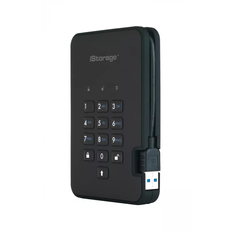 iStorage diskAshur2 256-bit 1 TB USB 3.2 bezpečne šifrovaný SSD disk – čierny IS-DA2-256-SSD-1TB-B