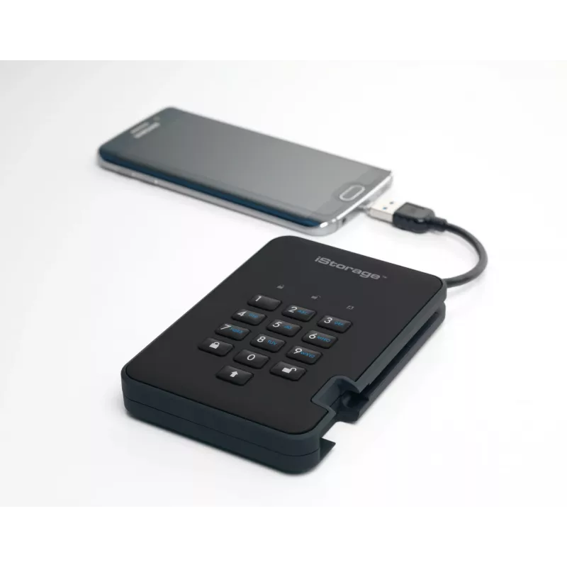iStorage diskAshur2 256-bit 1 TB USB 3.2 bezpečne šifrovaný SSD disk – čierny IS-DA2-256-SSD-1TB-B