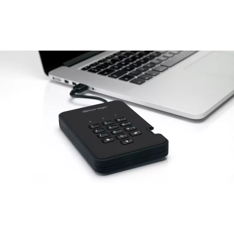 iStorage diskAshur2 256-bit 1 TB USB 3.2 bezpečne šifrovaný SSD disk – čierny IS-DA2-256-SSD-1TB-B