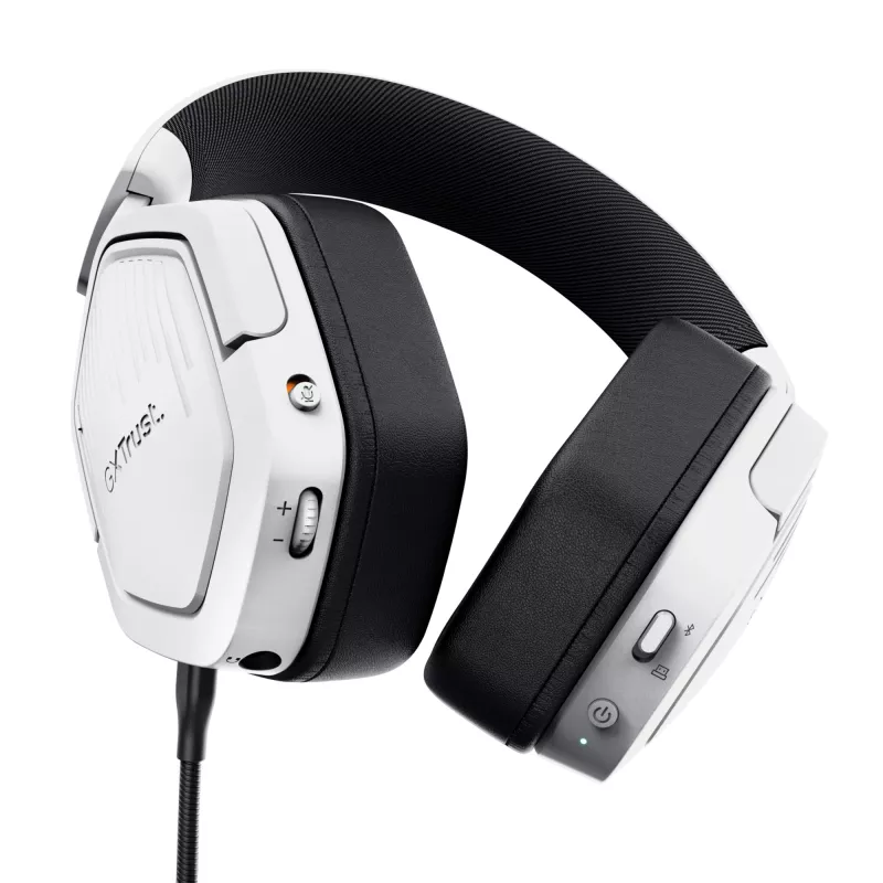 Trust GXT 493W Carus headset káblový & bezdrôtový cez hlavu, helma herný USB Type-C / USB Type-A Bluetooth biely