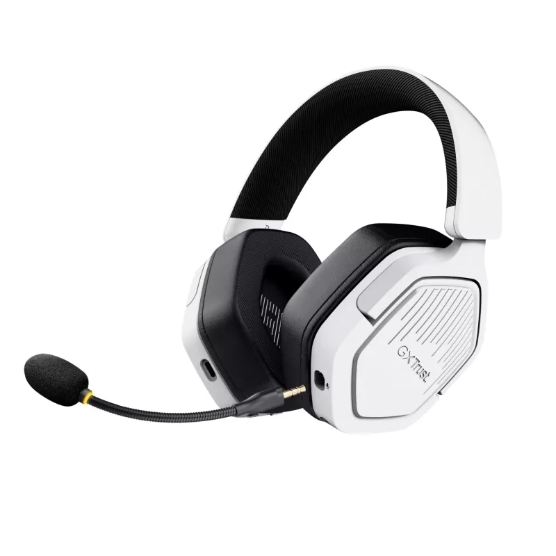 Trust GXT 493W Carus headset káblový & bezdrôtový cez hlavu, helma herný USB Type-C / USB Type-A Bluetooth biely