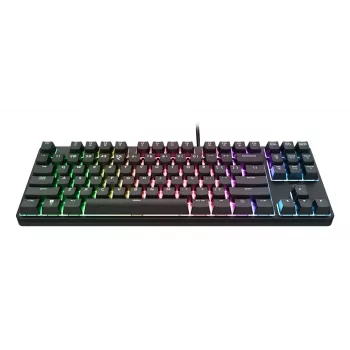 Mechanická herná klávesnica TRUST 26135, 80% 87 klávesov, QWERTZ nemecké rozloženie, USB káblová, čierna, 1,8 m kábel