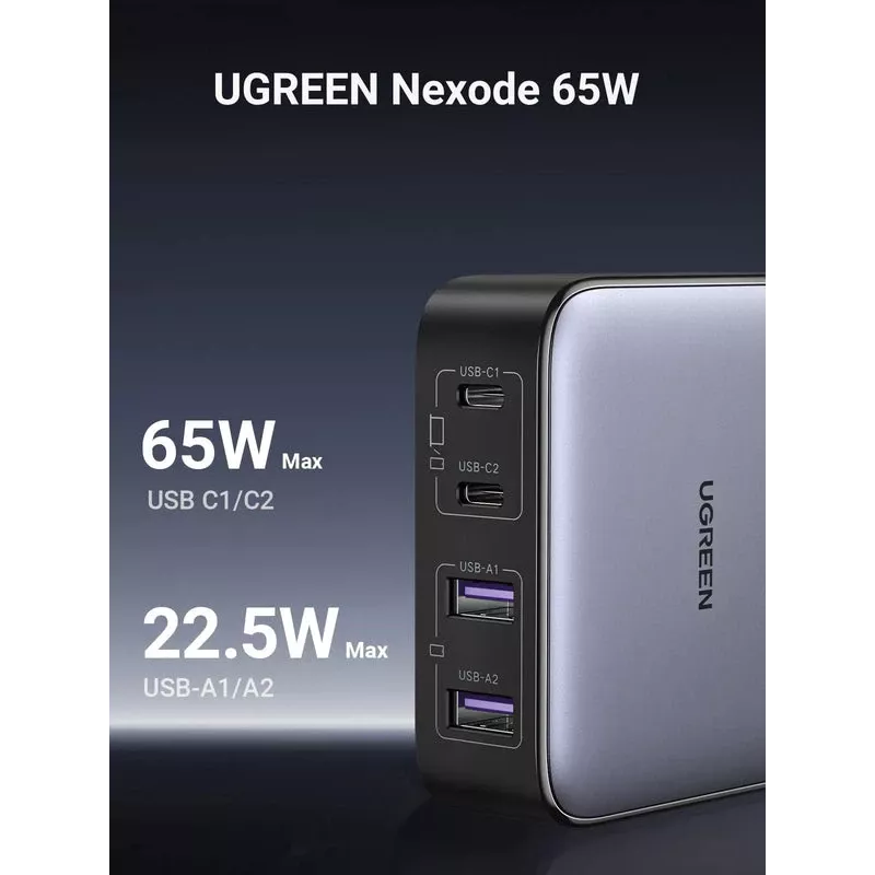 Ugreen Nexode 65 W stolová rýchlonabíjačka, 2x USB-A + 2x USB-C (90747)