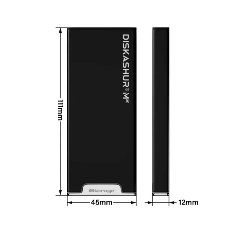 iStorage diskAshur M² SSD 500GB | Zabezpečený prenosný SSD disk | V súlade s FIPS 140-3 Level 3 | Common Criteria EAL 5+ | Nezávislý od OS a platformy | V súlade s GDPR, TAA | Ochrana proti útokom brute force | Odolný voči prachu/vode