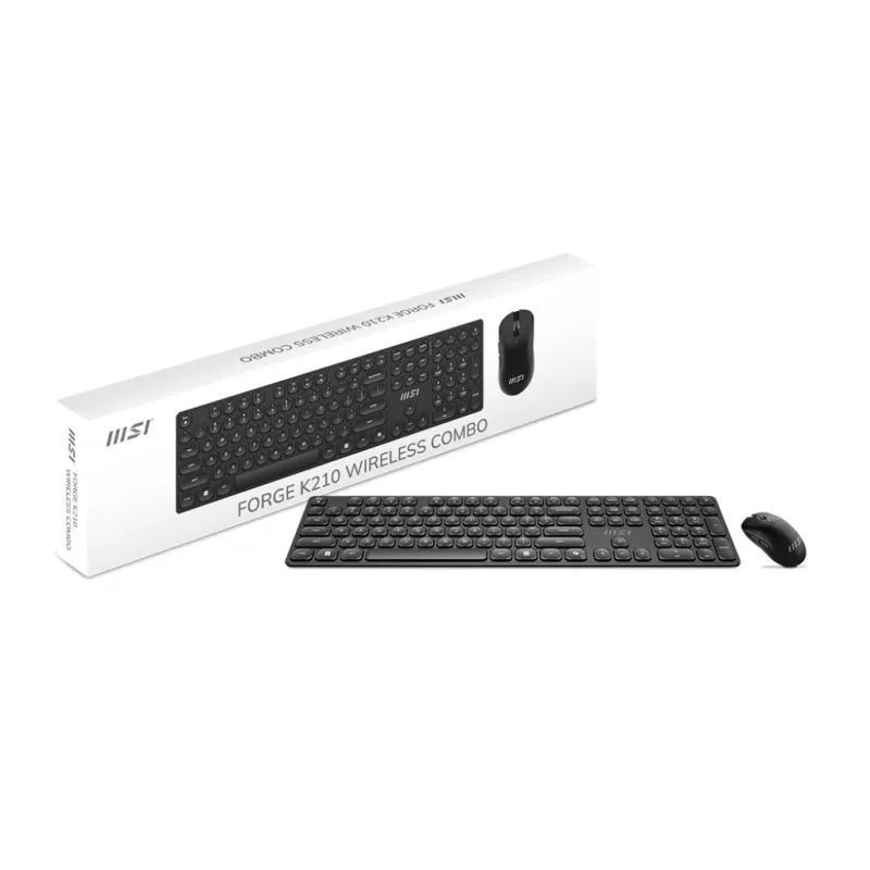 MSI FORGE K210 WIRELESS COMBO Klávesnica Myš vrátane Home/Office USB Čierna
