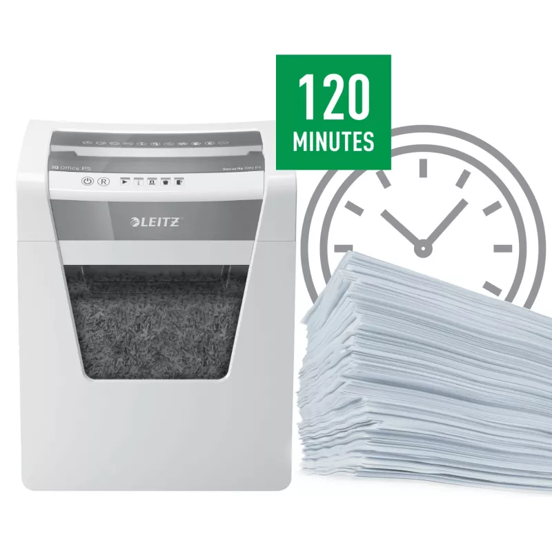 Leitz IQ Office skartovač Security P5, mikrostrih, 22,3 cm, 2 x 15 mm, 23 l, 250 listov, 55 dB