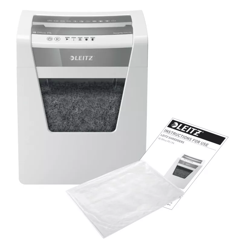 Leitz IQ Office skartovač Security P5, mikrostrih, 22,3 cm, 2 x 15 mm, 23 l, 250 listov, 55 dB