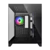 Mini-Tower PC skriňa Cougar FV150 ARGB — čierna, podporuje 2x120/140 mm bočné ventilátory, 1x120 mm zadný, HDD 2,5 palca/3,5 palca, 285×435×365 mm