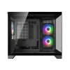 Mini-Tower PC skriňa Cougar FV150 ARGB — čierna, podporuje 2x120/140 mm bočné ventilátory, 1x120 mm zadný, HDD 2,5 palca/3,5 palca, 285×435×365 mm