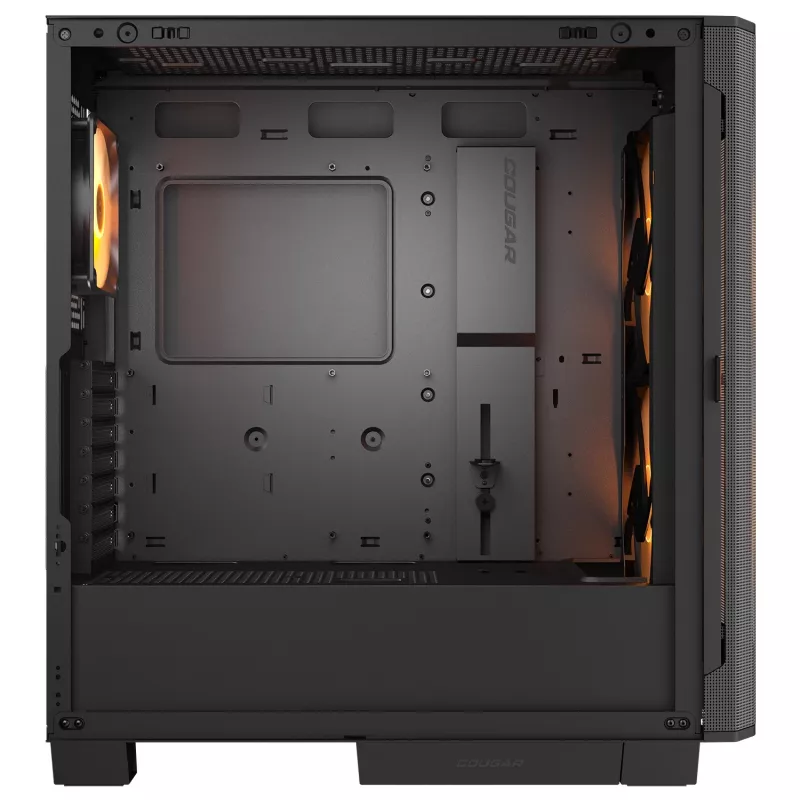 PC Midi Tower skriňa Cougar Airface FLO ARGB, čierna — podporuje 2x 180 mm vpredu, 1x 120 mm vzadu, 2,5/3,5 palcové disky, 240×480×509 mm