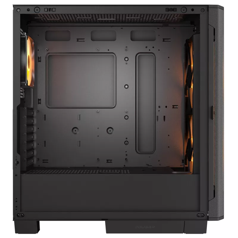PC Midi Tower skriňa Cougar Airface FLO ARGB, čierna — podporuje 2x 180 mm vpredu, 1x 120 mm vzadu, 2,5/3,5 palcové disky, 240×480×509 mm