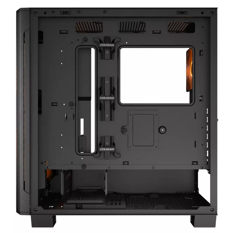 PC Midi Tower skriňa Cougar Airface FLO ARGB, čierna — podporuje 2x 180 mm vpredu, 1x 120 mm vzadu, 2,5/3,5 palcové disky, 240×480×509 mm