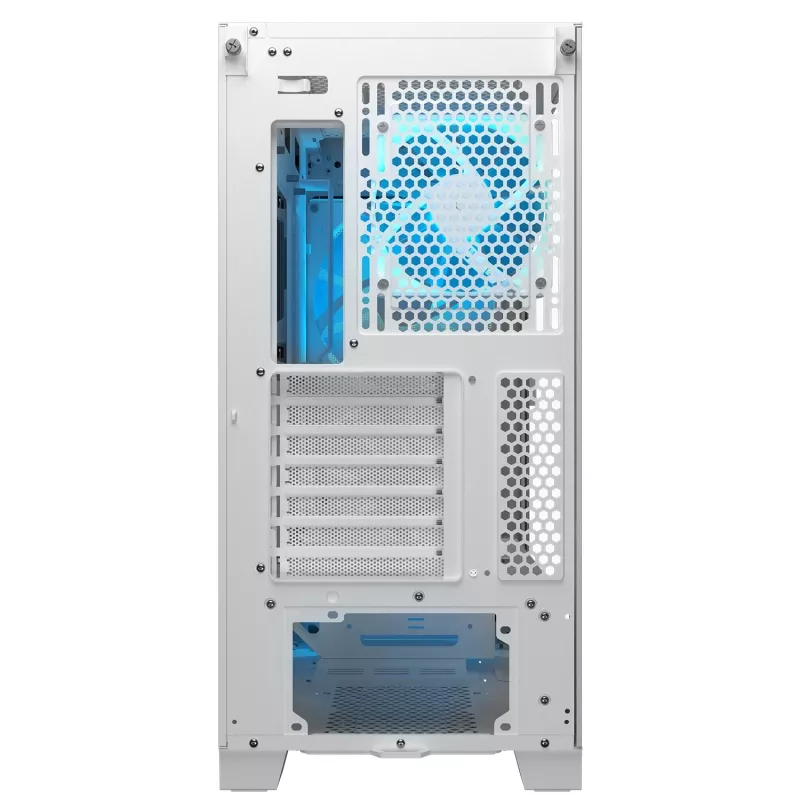 COUGAR PC Midi Tower skriňa Airface FLO ARGB biela — 2x180mm vpredu, 1x120mm vzadu, podporuje 2,5 palca/3,5 palca HDD, 240×480×509 mm