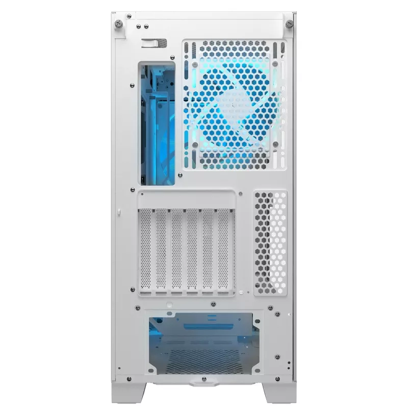 COUGAR PC Midi Tower skriňa Airface FLO ARGB biela — 2x180mm vpredu, 1x120mm vzadu, podporuje 2,5 palca/3,5 palca HDD, 240×480×509 mm