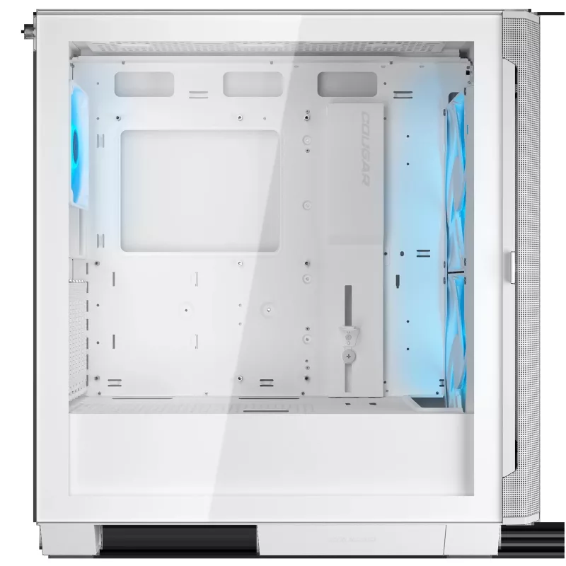 COUGAR PC Midi Tower skriňa Airface FLO ARGB biela — 2x180mm vpredu, 1x120mm vzadu, podporuje 2,5 palca/3,5 palca HDD, 240×480×509 mm